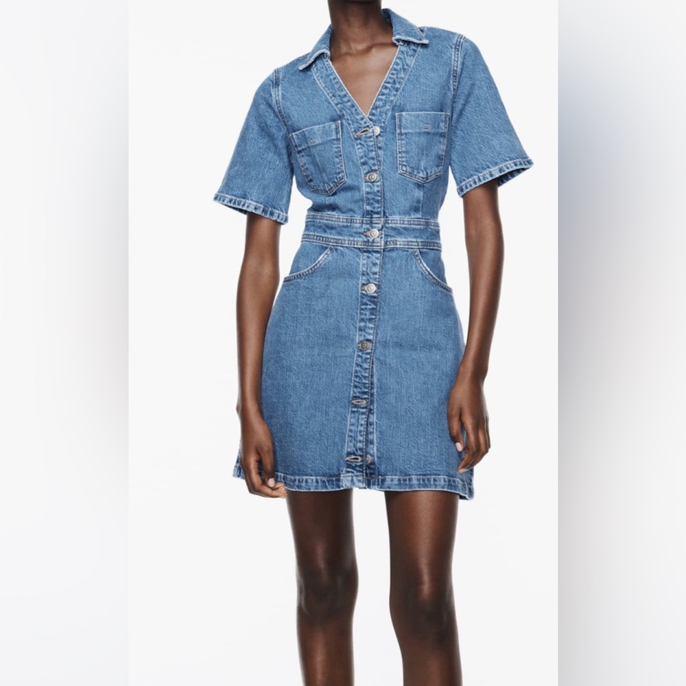 Z1975 DENIM DRESS mid blue Zara